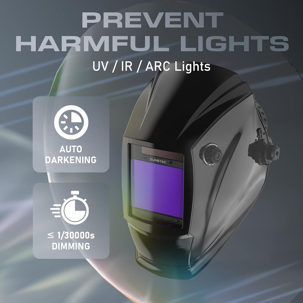 Auto-Darkening Welding Helmet with 3.94 x 3.27" View | 1/30,000-second response, true color 1/1/1/1 optical clarity