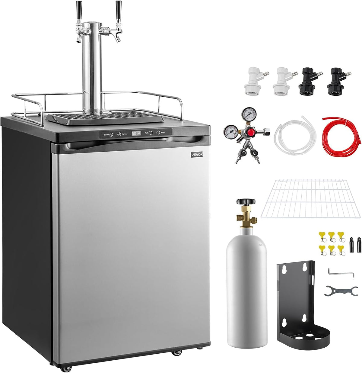 Beer Kegerator, Dual Tap Home Draft Beer Dispenser for Ball Lock