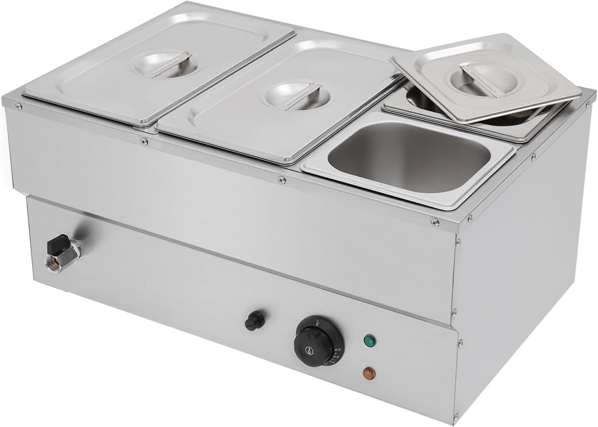 4-Pan 304 Stainless Steel Electric Buffet Server Food Warmer 1500W