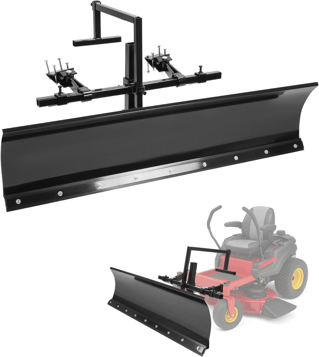 60 In Universal Snow Plow Blade Compatible with Zero Turn Mower Snow Plow 5FT Wide Steel Powder Coated Adjustable