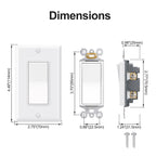 BAOMAIN Single Pole Decorator Paddle Light Switch,15A, Glossy White, 2 Pack