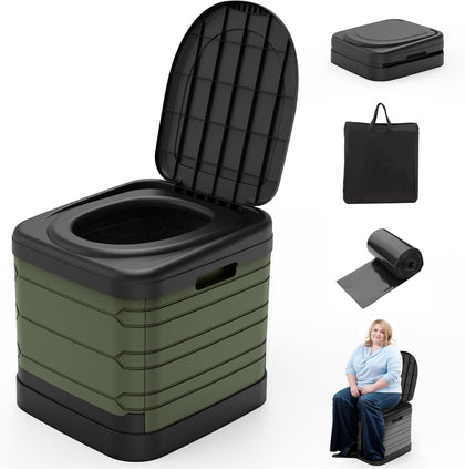 XXL Portable Toilet for Adults, Upgraded Camping Toilets Collapsible Toilet Extra Large 16.7-inch High Porta Potty