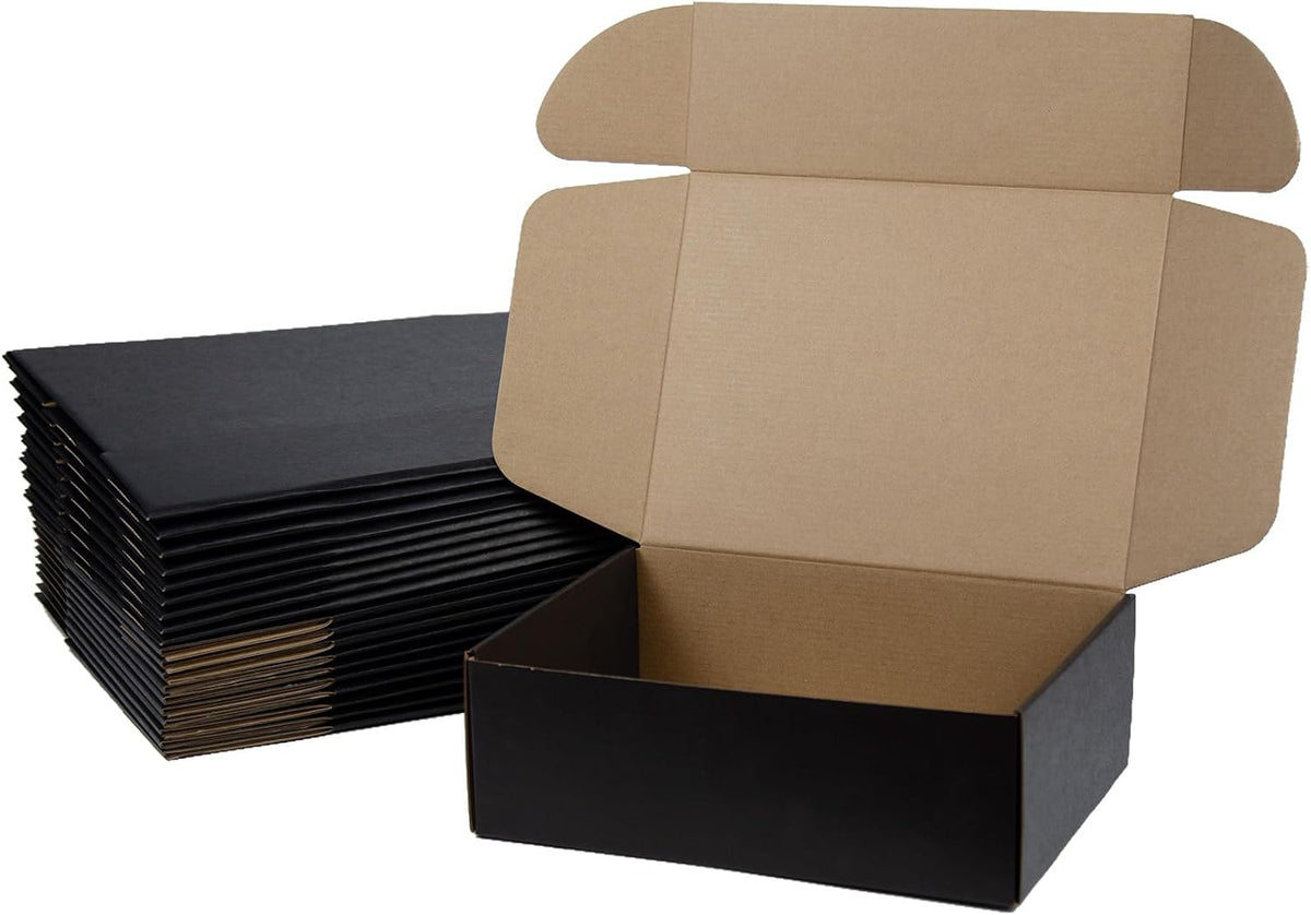 12x9x4 Inches Shipping Boxes Pack of 20, Packaging Corrugated Cardboard Mailer Boxes for Small Bussiness, Black