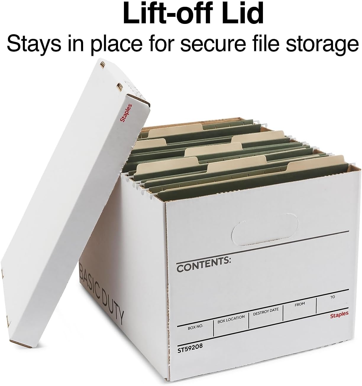 Corrugated File Box Lift Off Lid, Letter/Legal Size, White/Black, 10/Pack
