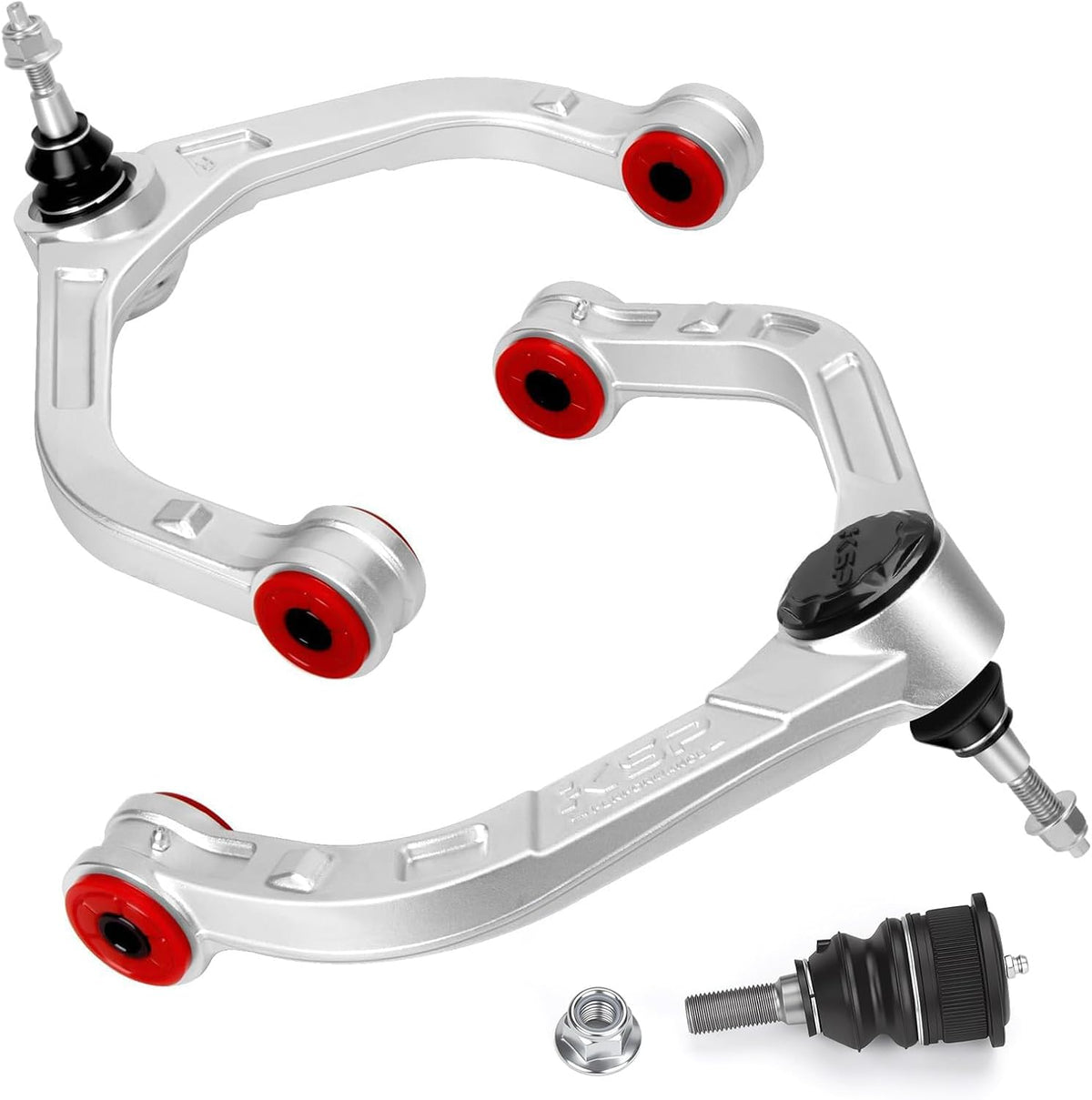 KSP 2-4" Ram 1500 Forged Upper Control Arms, Adjustable Aluminum Front UCA Fit Dodge Ram 1500 2009-2022, 2pcs One-piece Design Silver Aftermarket Control Arms With Greasable Ball Joint