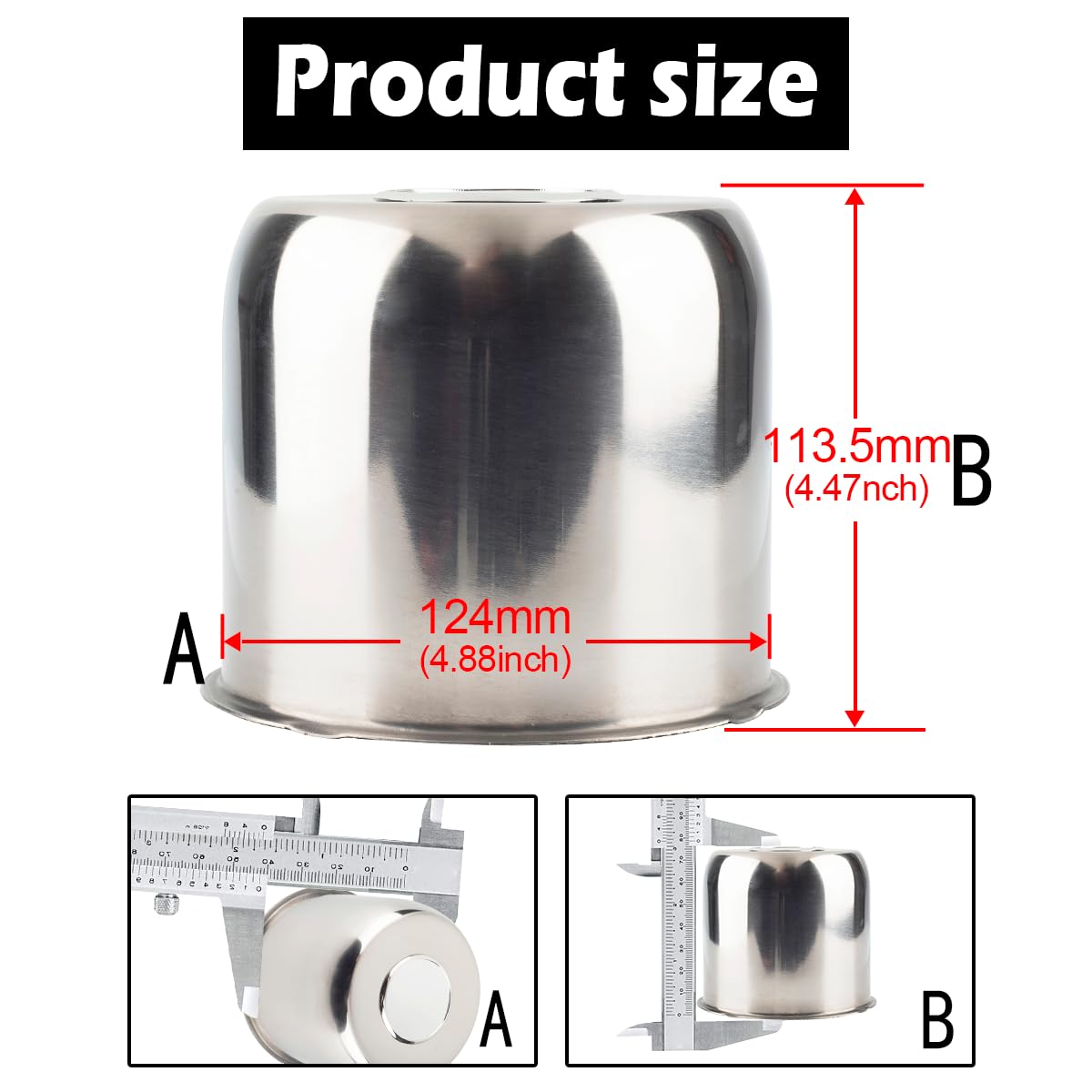 2Pcs 4.88" OD 4.47" H Trailer Wheel Center Caps with Removable Top