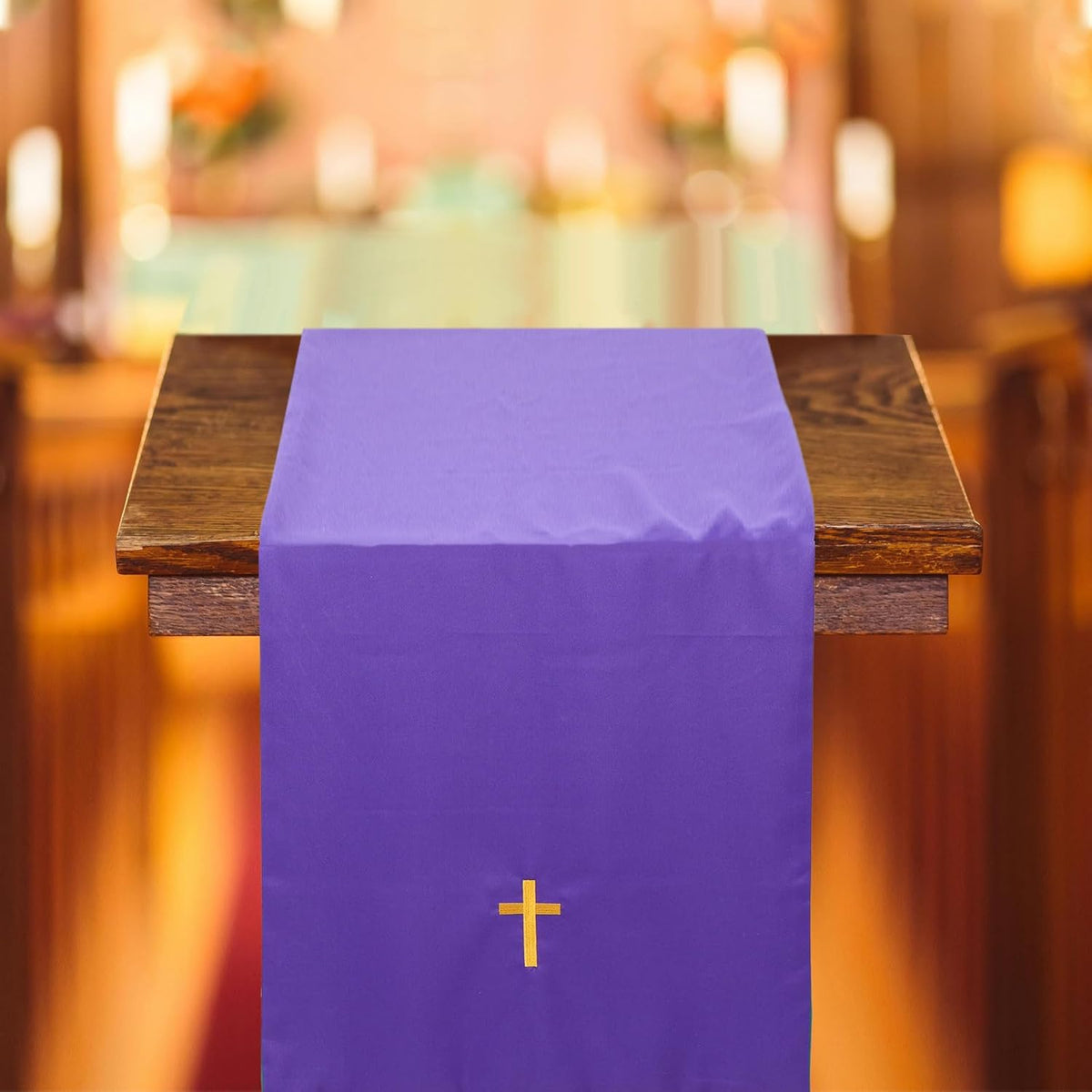 Reversible Parament Set Clergy Table Runner with Cross in Green