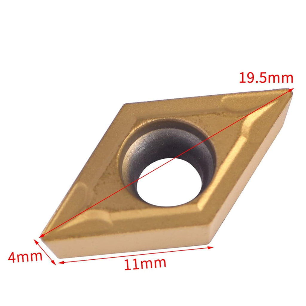 Oumefar 10pcs DCMT11T304-HM Carbide Turning Inserts, YBC251 Carbide Golden