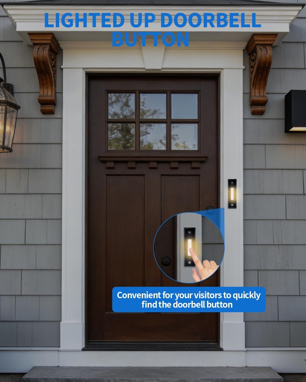 Lighted Doorbell Button, Wired Door Bell Push Button Replacement Door Bell Push Buttons LED Door Chime Wall Mounted