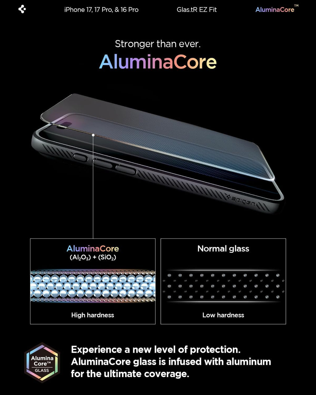 AluminaCore Tempered Glass Screen Protector [Glas.tR EZ Fit] designed for iPhone 17 Pro | iPhone 17 | iPhone 16 Pro