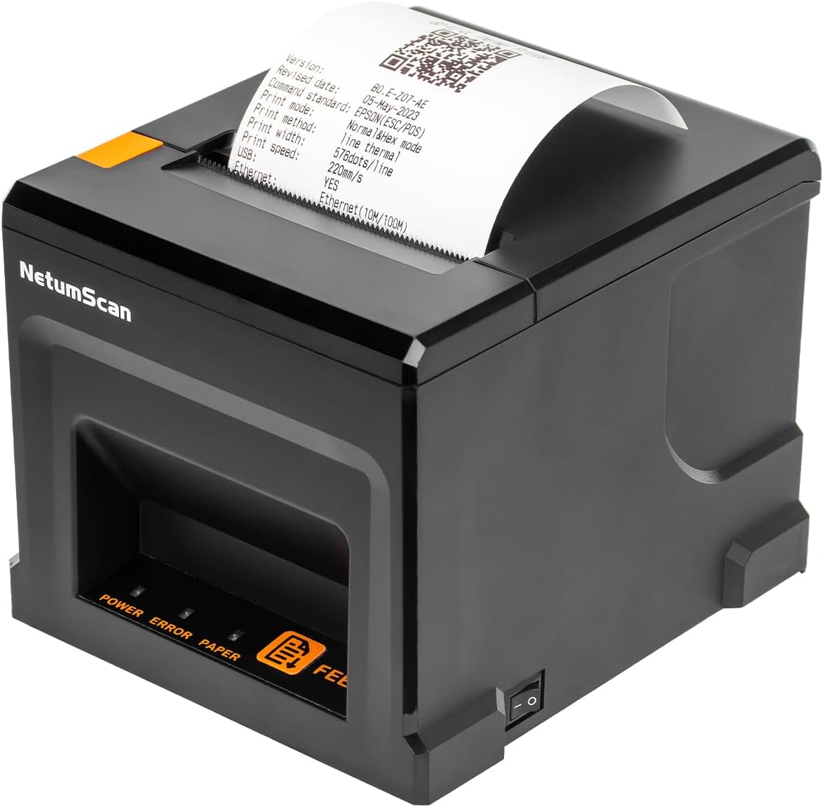 80mm POS Receipt Printer 300mm/s USB Thermal Receipt Printer with Auto Cutter Cash Drawer, USB Ethernet