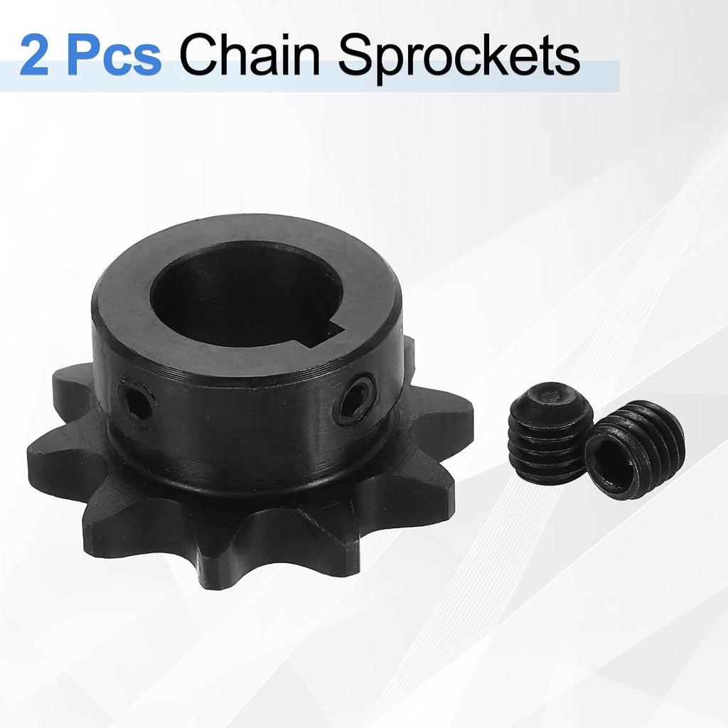 uxcell 2 Pcs #40 Chain Roller Sprocket 3/4" Bore, 10 Tooth C45 Carbon Steel ANSI #40 Roller Sprocket Round Hole with Set Screws for ISO 08A Chain