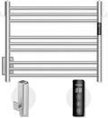 Wall-Mounted 9-Bar Heated Towel Rack, 2-Min Heat, NTC Safety | 4 Timers & 3 Heat Levels Control, Plug-In/Hardwired