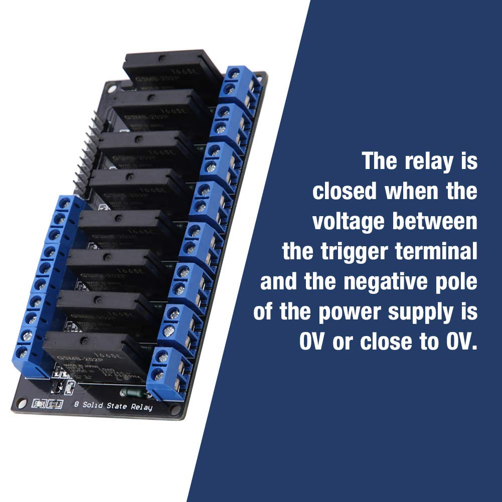 8 Channels Solid State Relay Module DC-AC Low Level Trigger Black with
