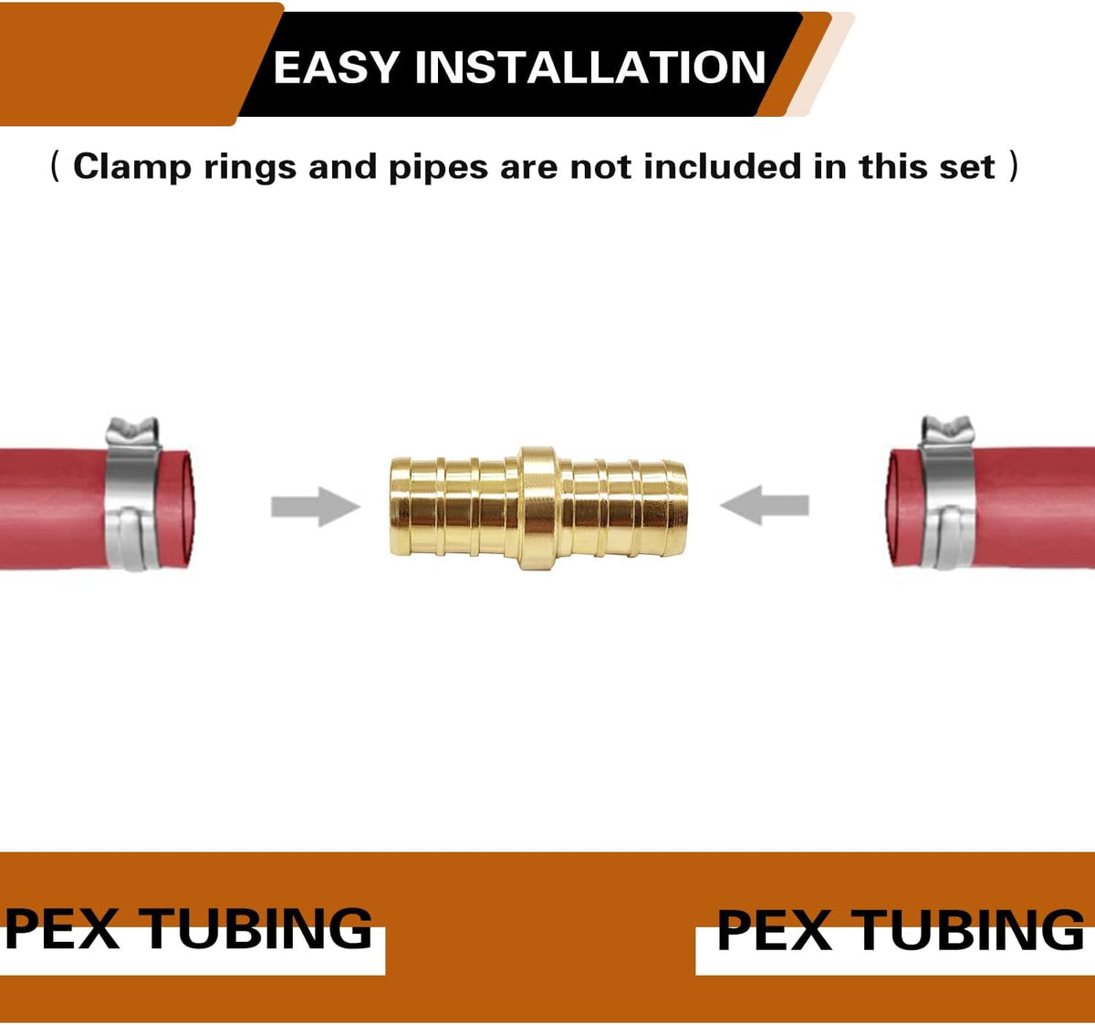 12 Pack Brass 3/4" Pex Coupling,Straight 3/4" Coupling Pex Fittings