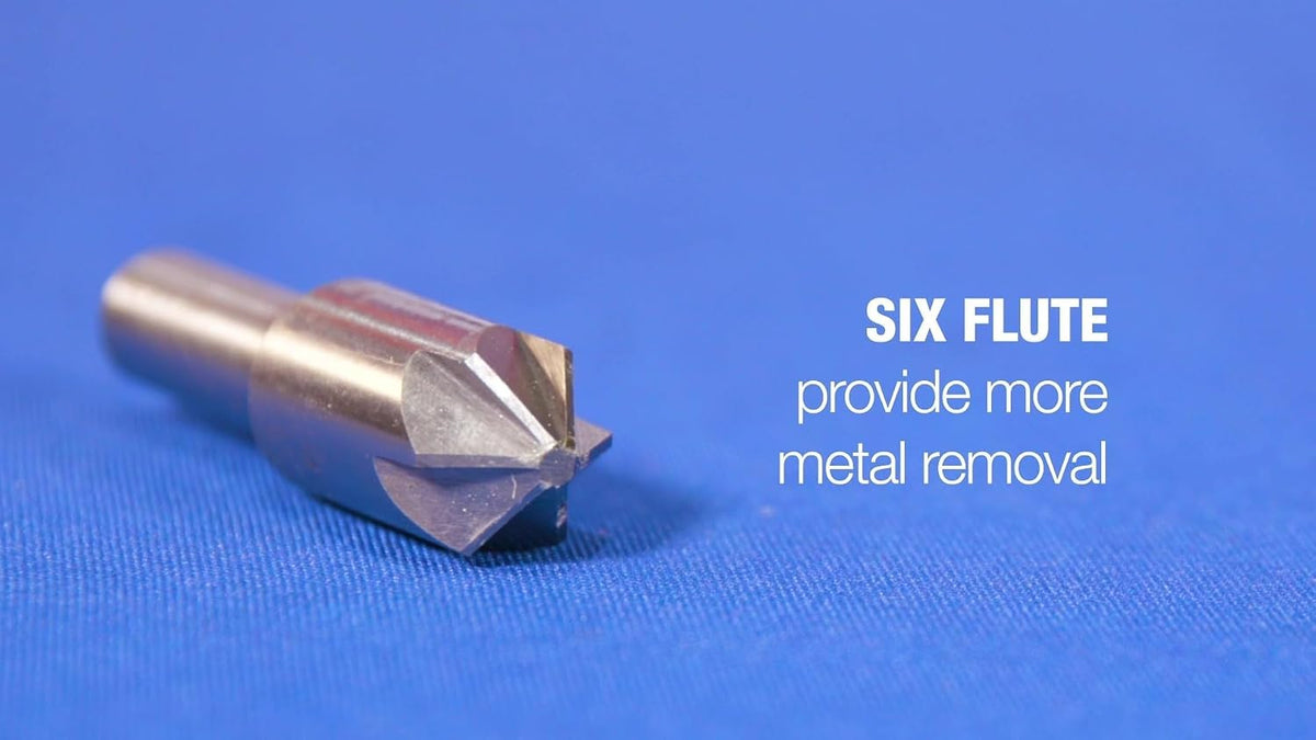 Drill America 1/2"-100 High Speed Steel 6 Flute Chatterless Countersink, Dew Series