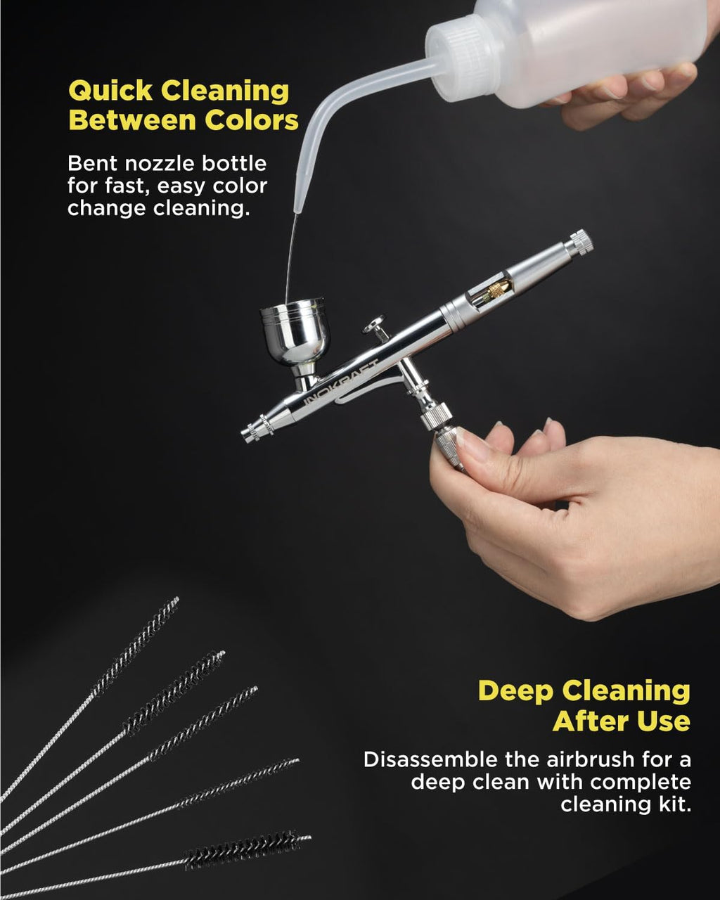 Airbrush Kit with 1/6 HP Quiet Air Compressor, 4 Colors | Gravity Airbrush with 3 Tips 0.2, 0.3 & 0.5 mm- Hose