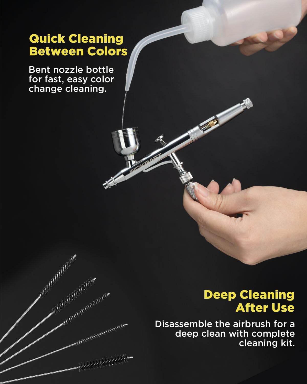 Airbrush Kit with 1/6 HP Quiet Air Compressor, 4 Colors | Gravity Airbrush with 3 Tips 0.2, 0.3 & 0.5 mm- Hose