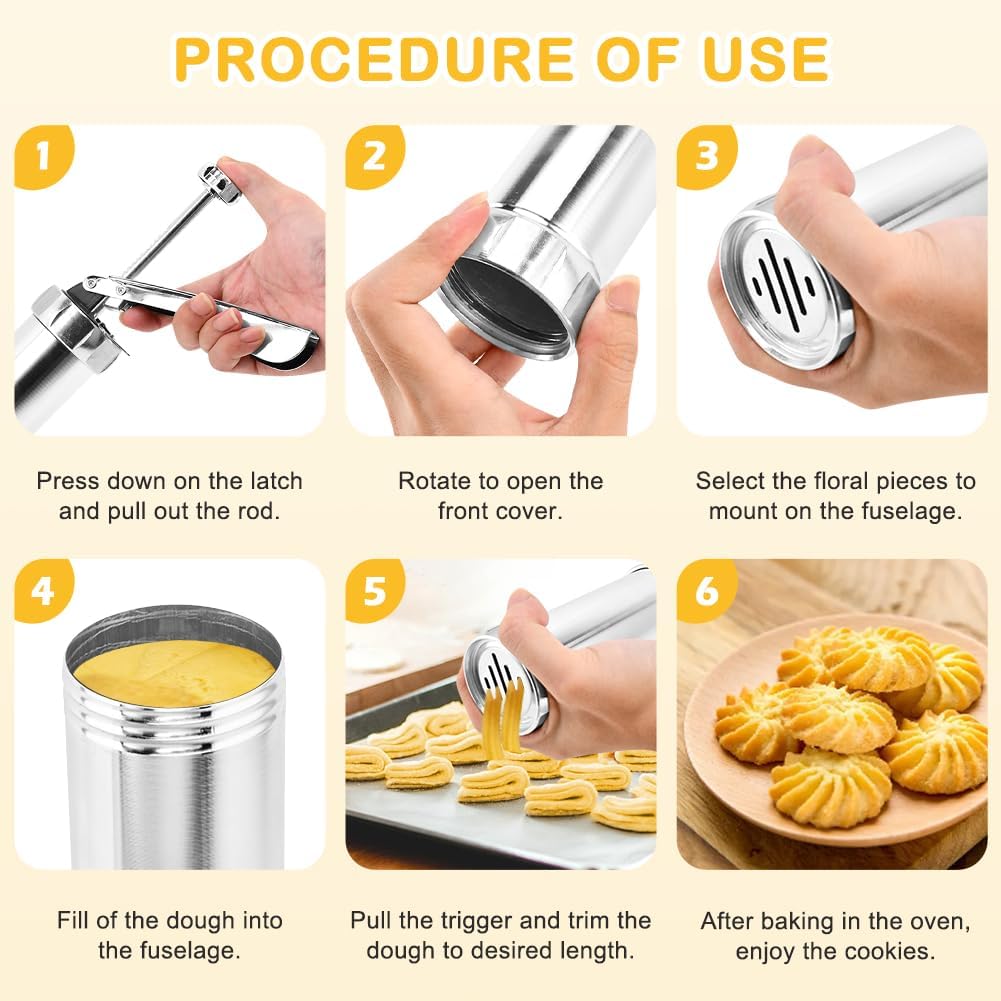 Stainless Steel Cookies Press Gun Manual Churro Maker Machine