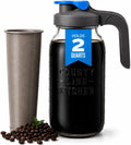 64oz Cold Brew Coffee Maker with Leak Proof Lid - Gray | Glass Cold Brew Coffee Maker - Wide Mouth Mason Jar