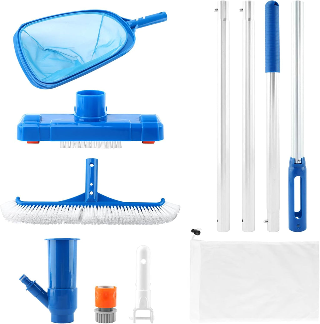 Pool Skimmer Net, Swimming Pool Cleaning Kit, Vacuum Cleaner Bottom Brush Mesh Leaf Bag Semi-deep Skimmer Net &