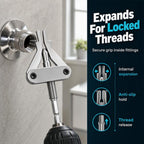 Broken Pipe Thread Extractor for 1/2", 3/4", 1" Pipes, Drill Powered (1)