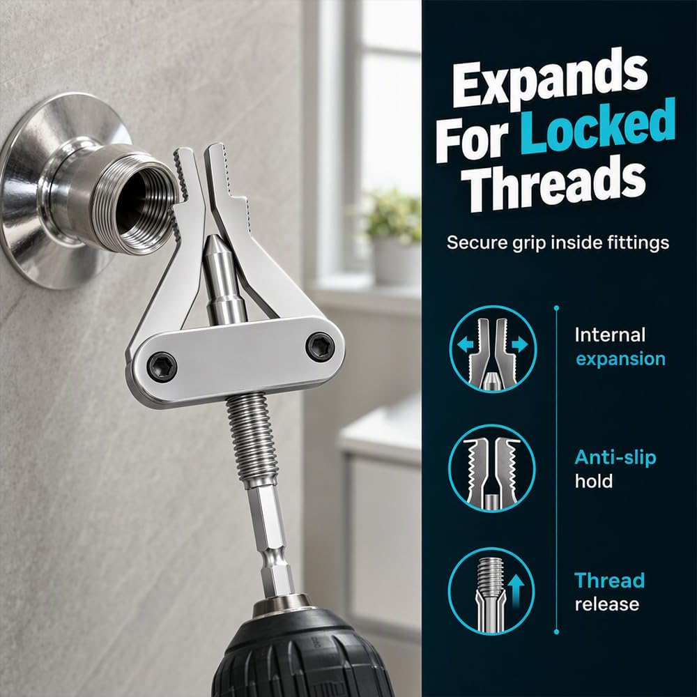 Broken Pipe Thread Extractor for 1/2", 3/4", 1" Pipes, Drill Powered (1)