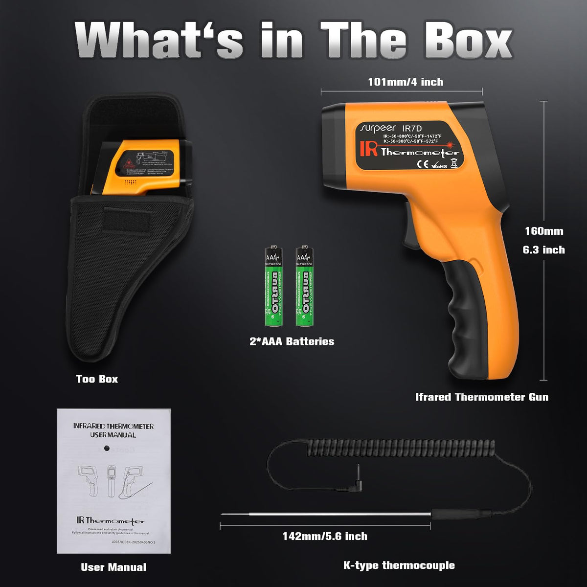 Surpeer Infrared Thermometer Temperature Gun
