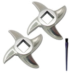 2 Pack #12 Stainless Steel Meat Grinder Blades, Replacement Cutter Knives