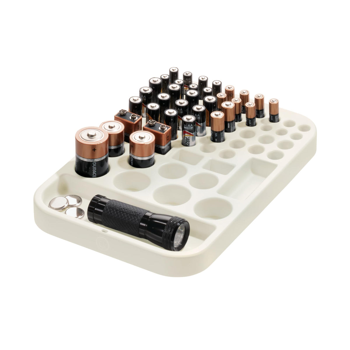 Plastic Divided Battery Organizer Insert, Coconut