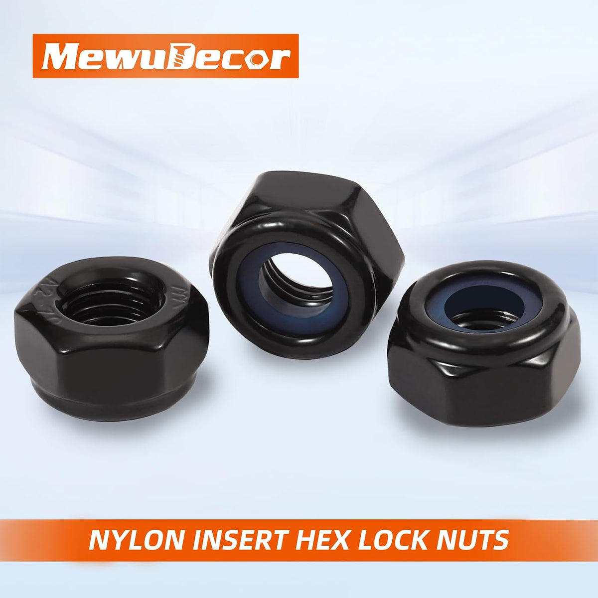 #10-32 Nylon Insert Hex Lock Nuts Locknuts, 304 Stainless Steel 18-8, Black Oxide, 50 PCS