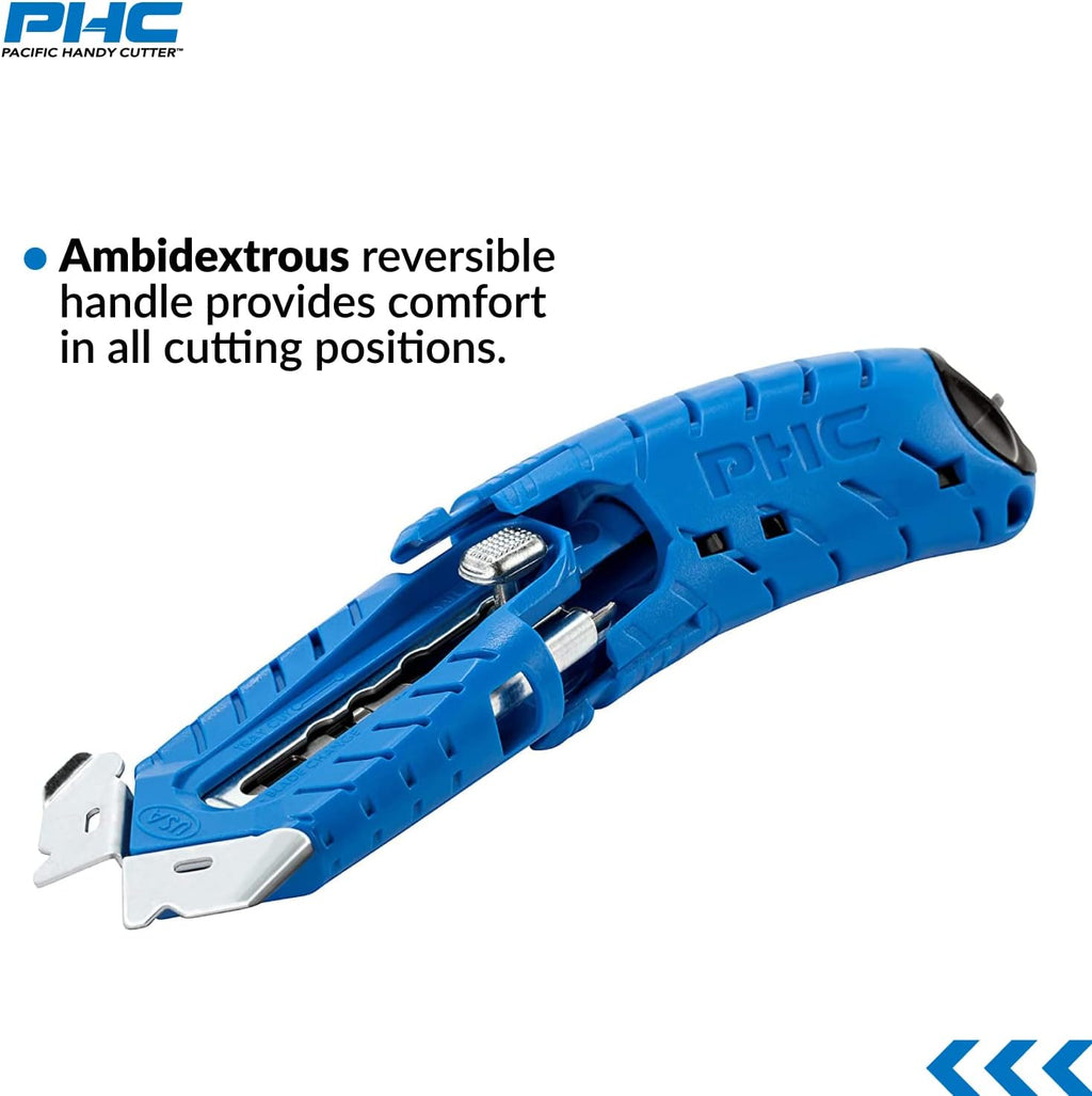 S8 Safety Cutter, Ambidextrous Retractable Utility Knife with Ergonomic Design, Bladeless Tape Splitters, Steel