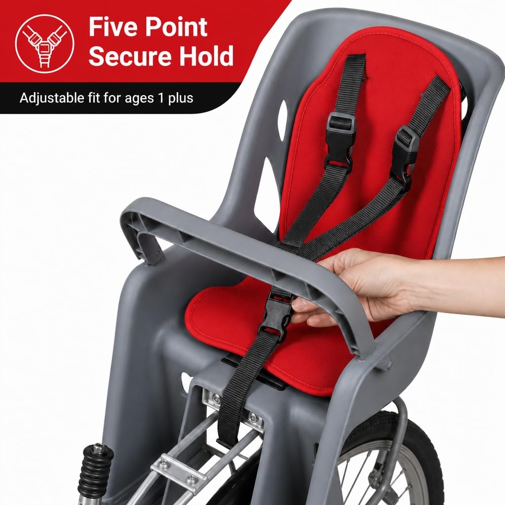Cocoon 300 Rear Mount Child Bike Seat — 5-Point Harness, Spoke Guard, Fits 26–27 in Bikes, Up to 40 lbs, Ages 1+