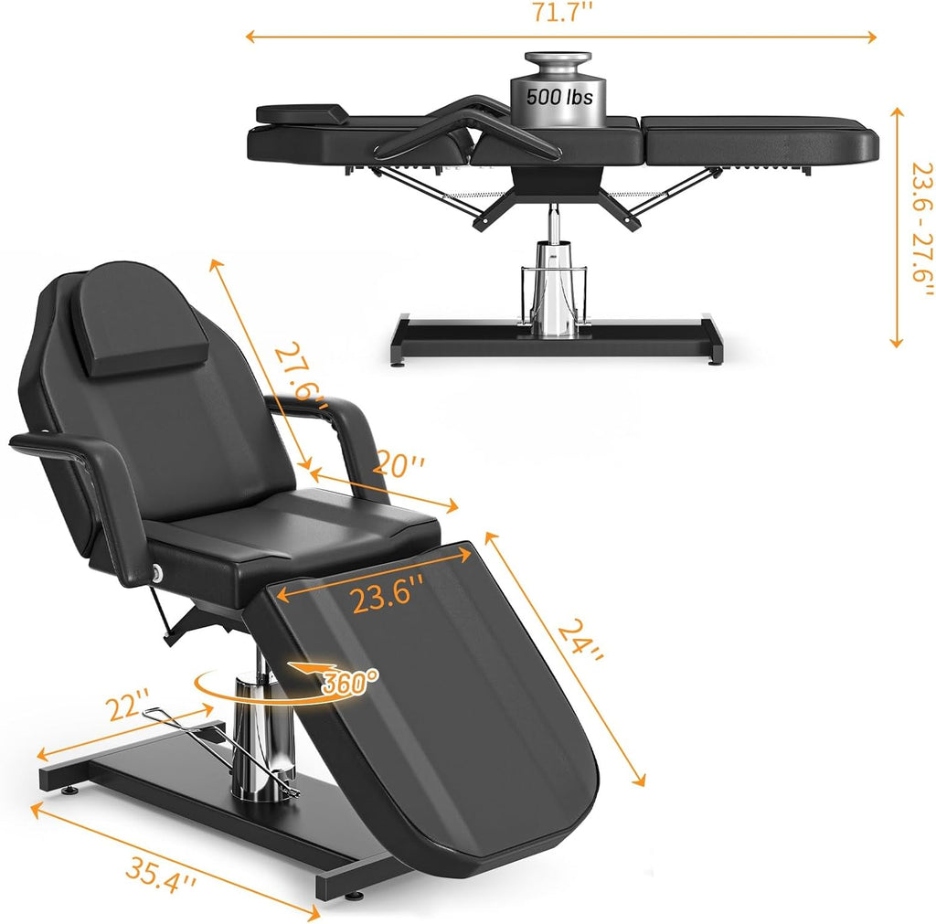Black Hydraulic Tattoo Chair for Client Spa Bed for Esthetician
