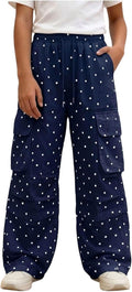 Girls Wide Leg Cargo Sweatpants Elastic Waist Parachute Pant | Teens Lightweight Quick Dry Hiking Pants, Y2K Hip Hop