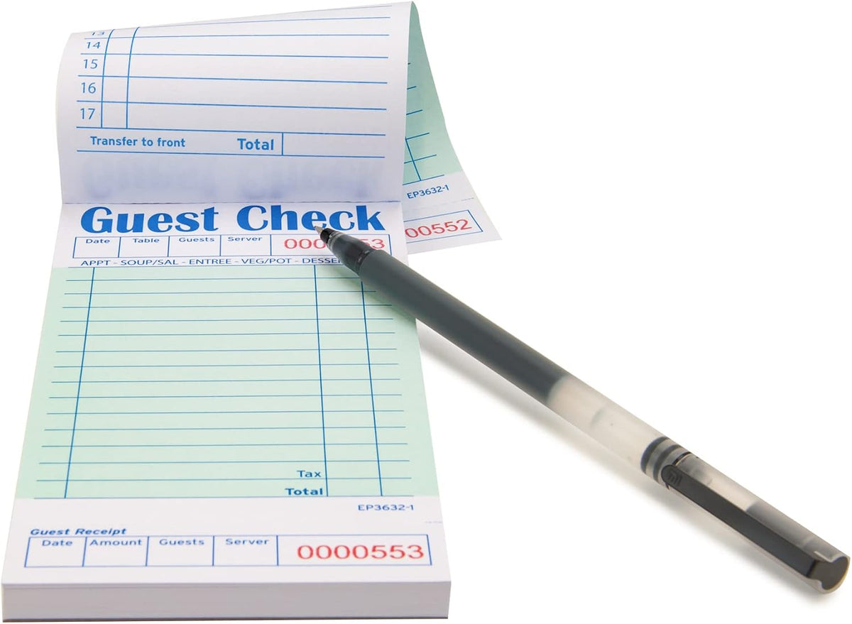 Guest Check Pads for Servers (Green-20 pads), 50 Sheets/Pad