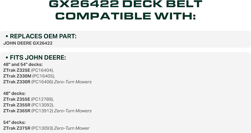 UDC Parts Mower Drive/Deck Belt GX26422 / Kevlar Cord / 145.50 inches / 0.45 inches Thickness/for John Deere
