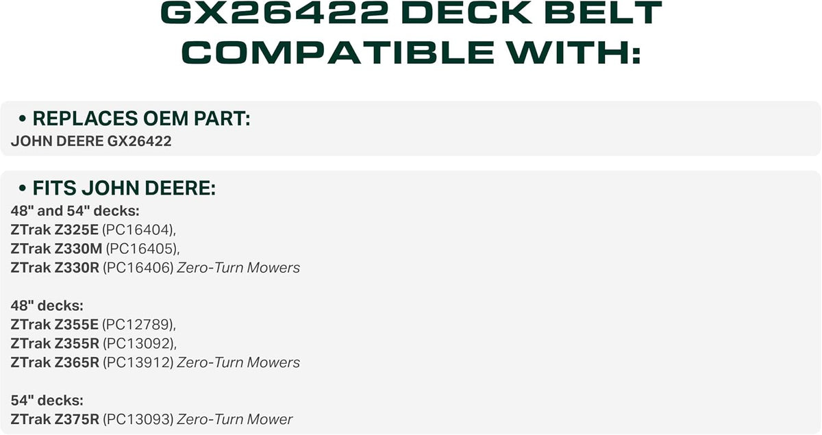 UDC Parts Mower Drive/Deck Belt GX26422 / Kevlar Cord / 145.50 inches / 0.45 inches Thickness/for John Deere