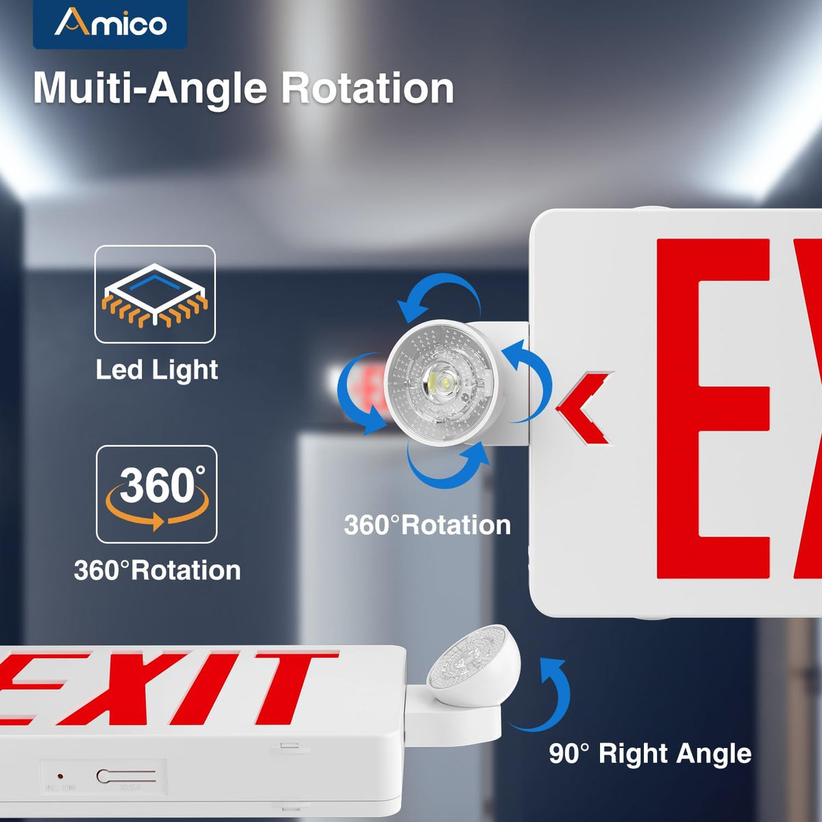12 Pack Red Exit Sign with Multi-Angle LED Emergency Lights