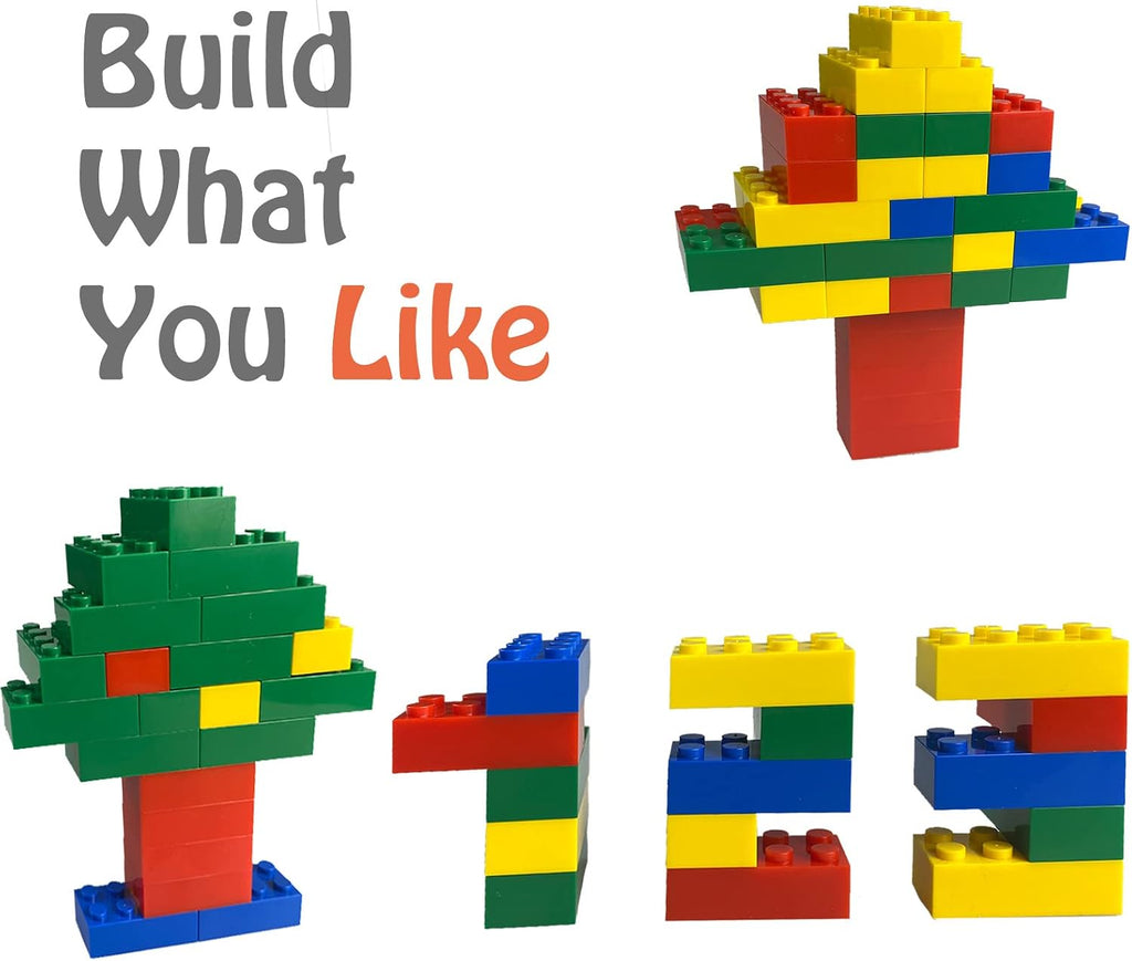 200 Piece Classic Small Building Bricks, 2x4 Bulk Bricks STEM Creative Building Toys, Red, Yellow, Blue, Green(Small