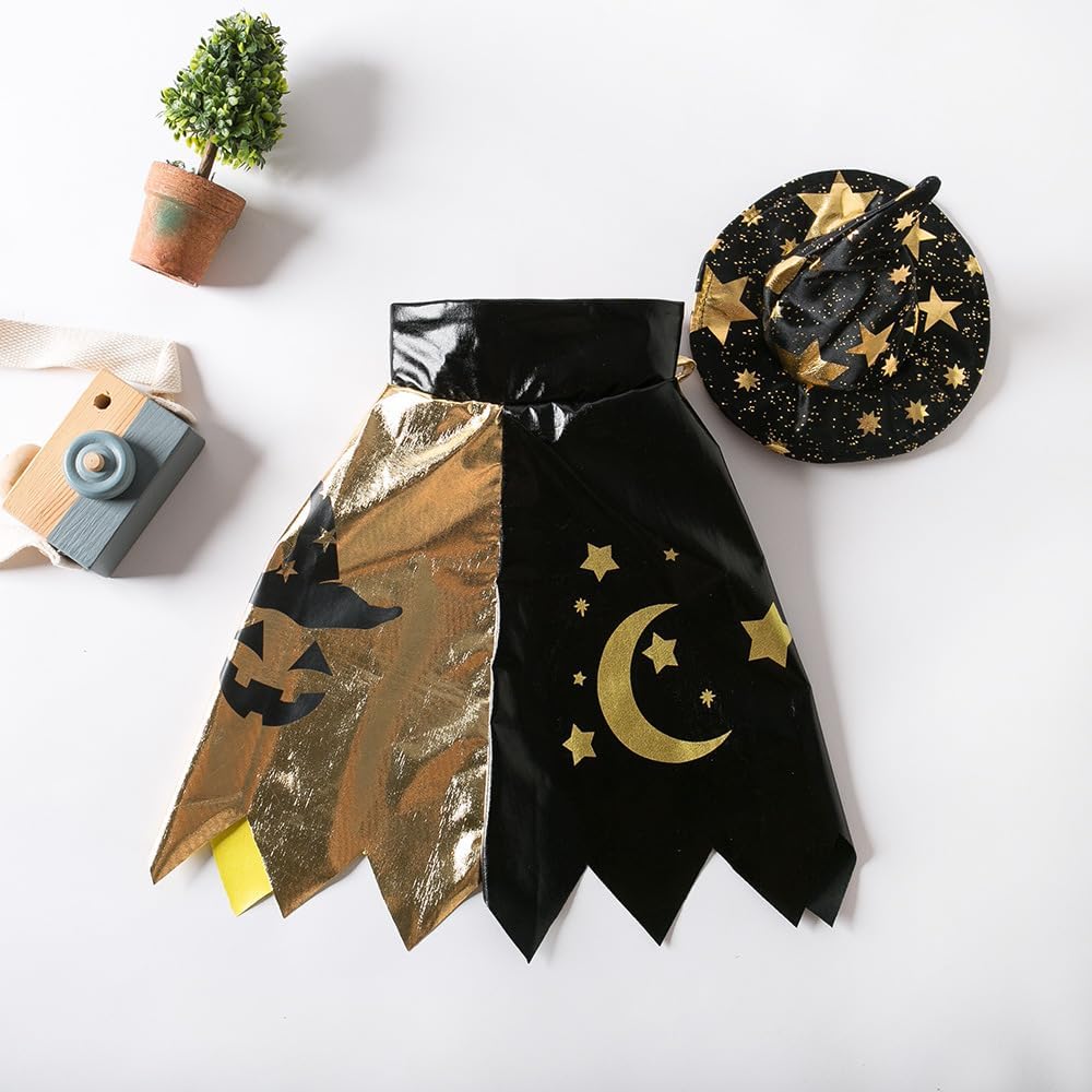 Halloween Dog Costume Witch Cloak Cape Wizard Hat Pet Cat Dog Witch Costumes Adjustable Halloween Costume Set