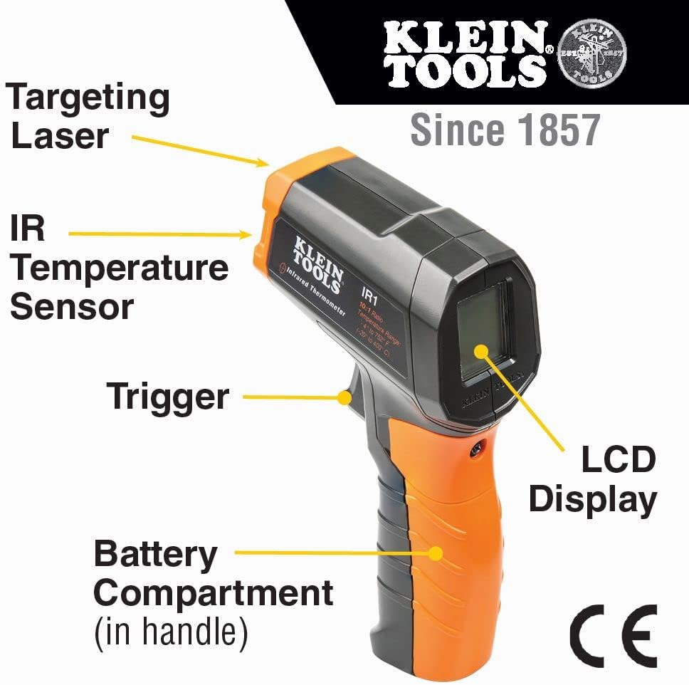 Klein Tools IR1 Infrared Thermometer + Klein Tools NCVT1P Voltage Tester