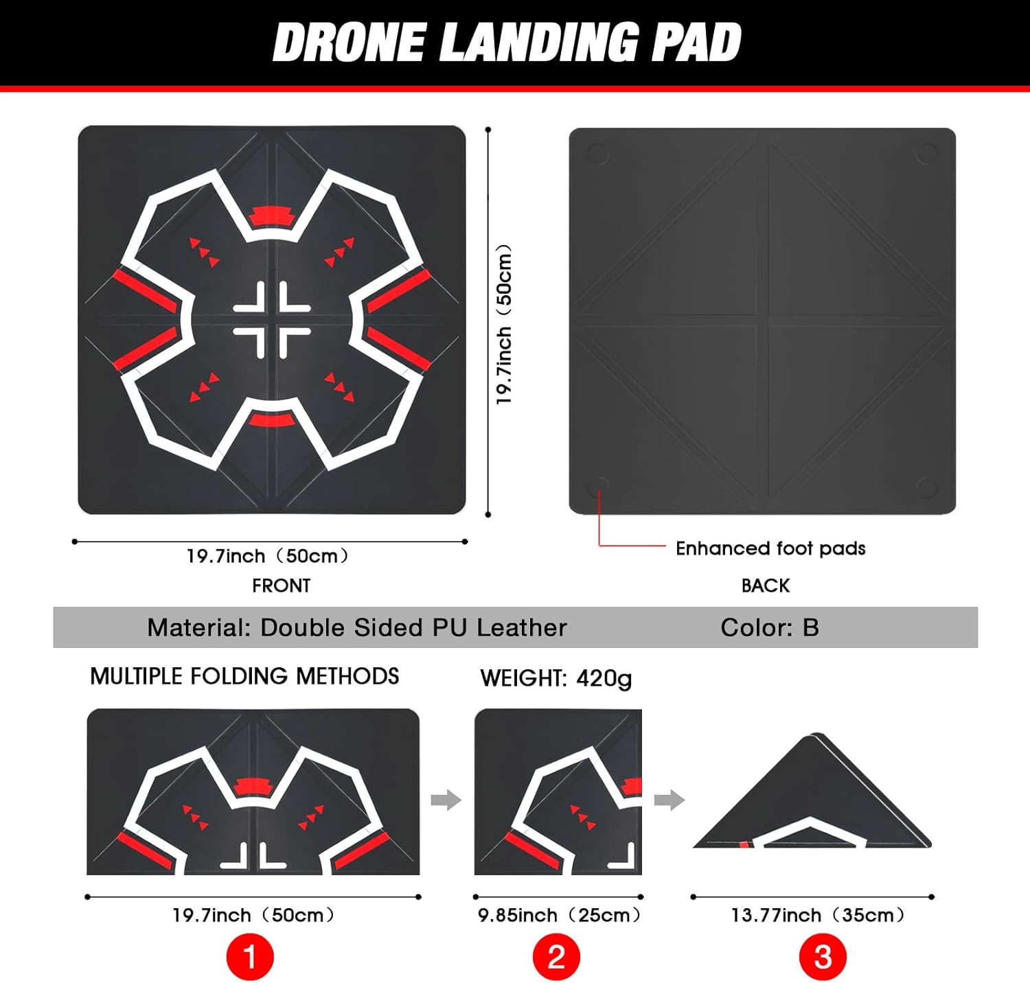 Universal Drone Landing Pad - Fast-Foldable, Portable, Weighted for Wind Resistance | Waterproof Landing Pad