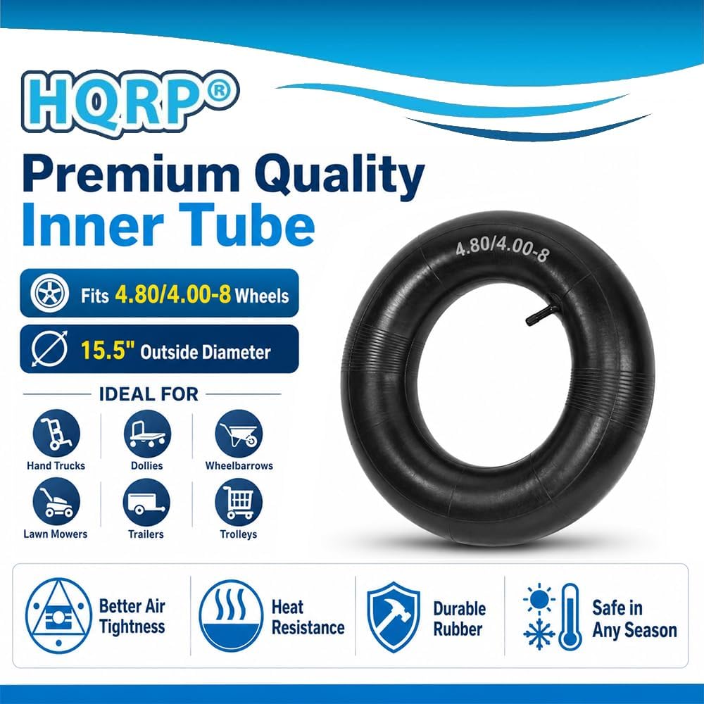 Wheelbarrow Tire Inner Tube 4.80/4.00-8 Replacement for Hand Truck, Dolly, Lawn Mower, Trailer - 15.5 in Outside