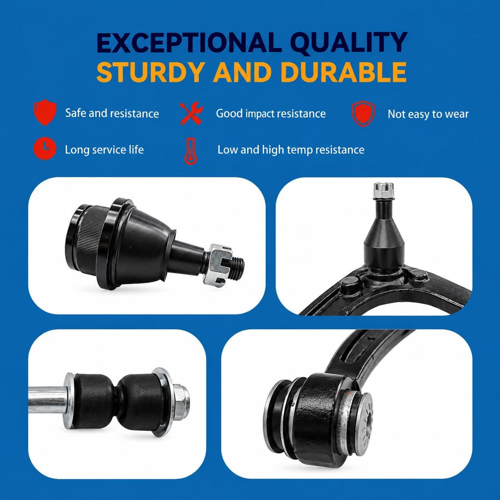Front Upper Control Arms + Lower Ball Joints Suspension kit Replacement for 2007-2013 Chevy Silverado Tahoe Avalanche Suburban GMC Sierra Yukon XL Cadillac Escalade ESV EXT K80669 K80670 K6541