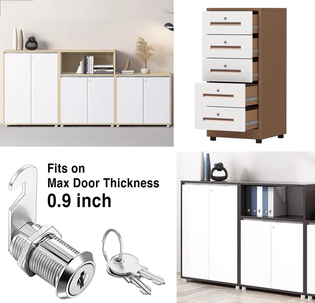 Cabinet Cam Locks Keyed Alike, 1-1/8'' Fits on 7/8'' Max Door Thickness, Secure File Drawer Mailbox RV Storage