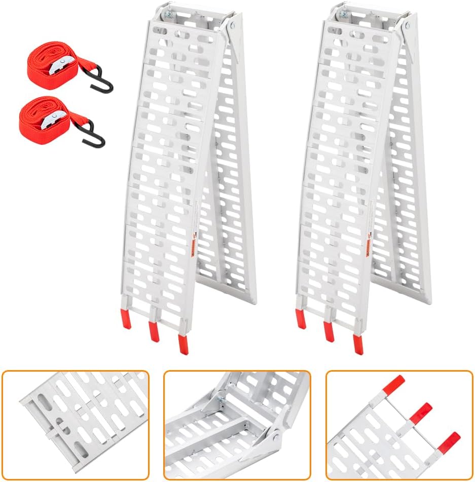 7ft Aluminum Truck Ramps 1500lbs Capacity,2pcs Folding Loading ATV Ramps for Pickup Trucks Bed, Trailer Ramp with