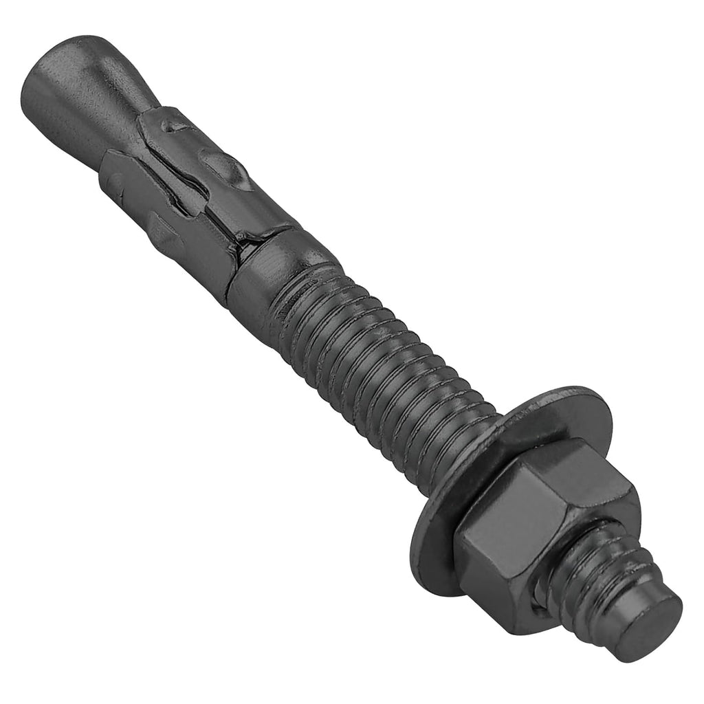 10Pcs 3/8x3 Inch Standard Fasteners for Heavy-Duty Black Wedge Anchors for Cement and Concrete
