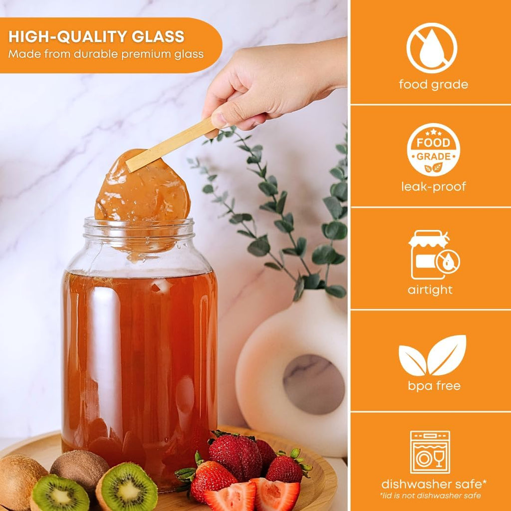 1 Gallon Mason Jar Wide Mouth & Twin Bubble Airlock for Fermentation, Pickling, Brewing & Dry Storage – BPA-Free One