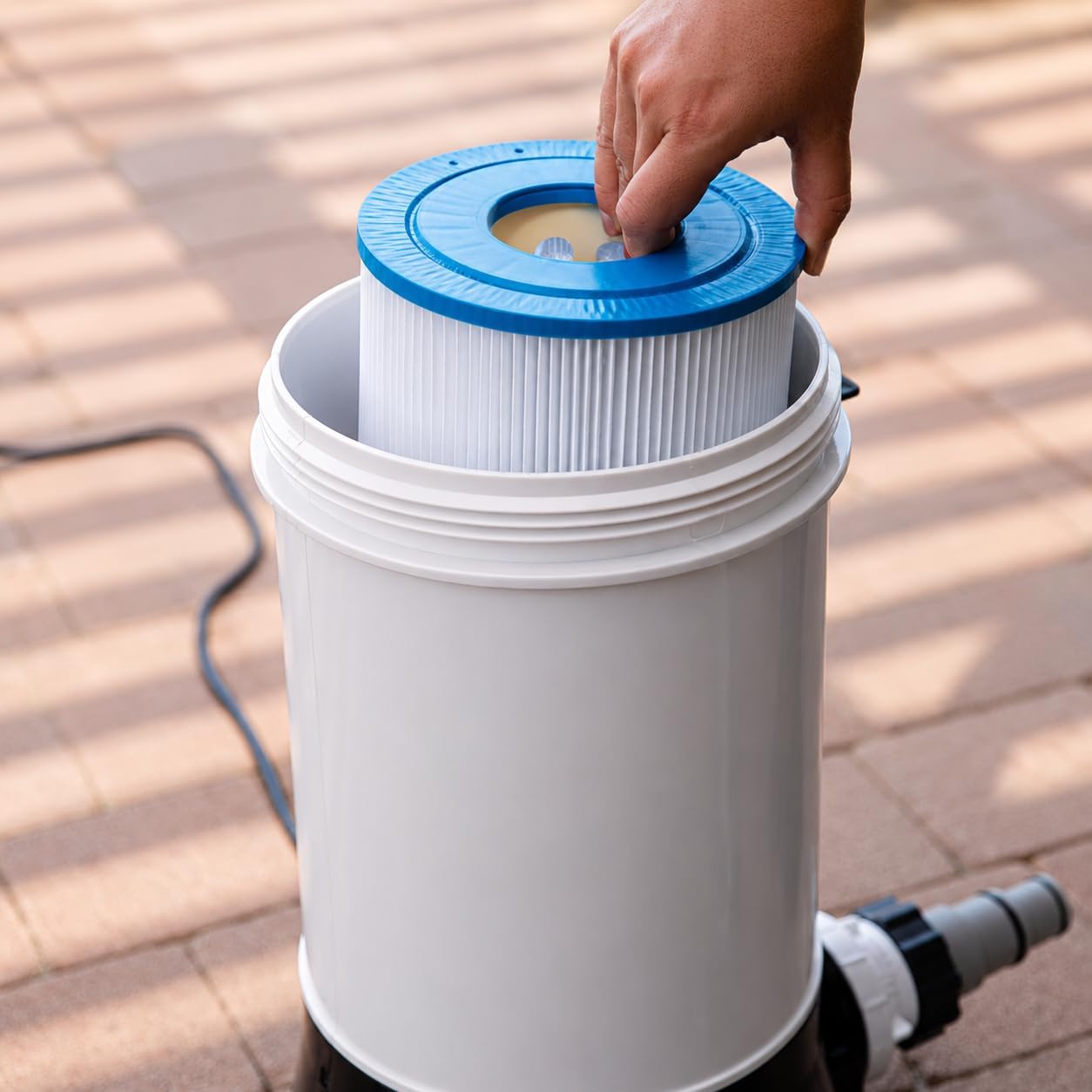 Pool Cartridge Filter System Built-in Pump 1.5" Fitting 1,500 GPH for Above Ground Swimming Pool Pressure Gauge Pool